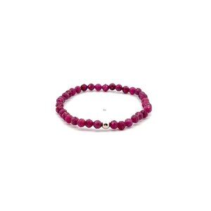 Natural Ruby Gemstone Mini 3mm 18K White Gold Charm Bead July Birthstone